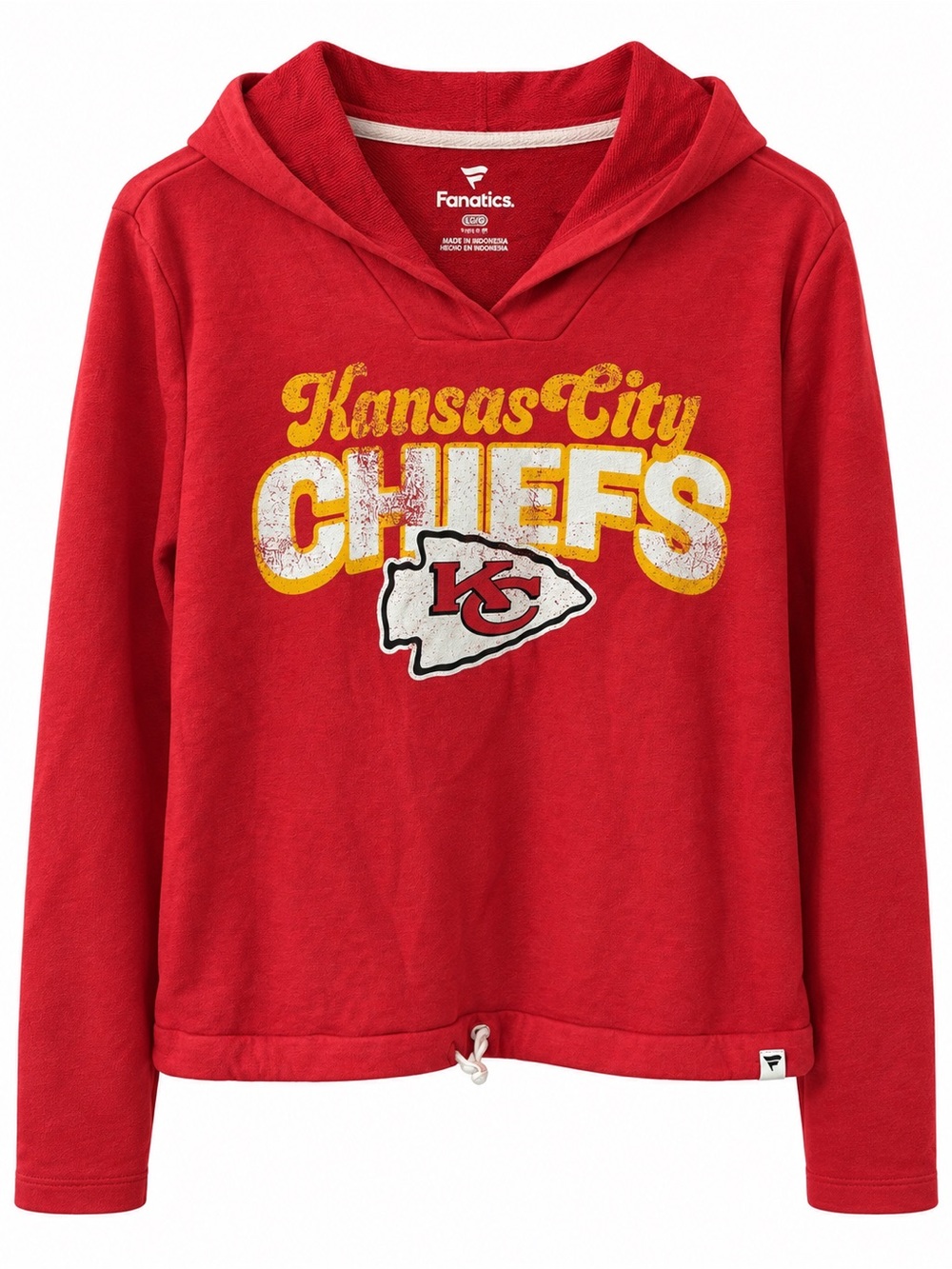 Fanatics Kansas City Chiefs Women’s Large Red Retro Graphic V-Neck Hoodie